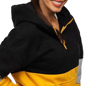 Professional Quality Women's Half Zip Hoodie 360g Cotton Sweatshirt Long <b>Winter</b> <b>Tops</b> with Hooded Collar - Product Image 3