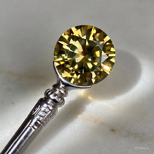 Moissanite de qualité supérieure, taille brillant, couleur jaune D, pureté VVS1, créé en laboratoire, 9,25 Moh's, 11,5 mm, en vrac - Product Image 5