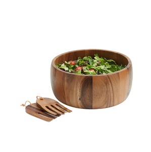 Saladier en bois de couleur personnalisée de haute qualité et ensemble d'ustensiles écologique pour un usage domestique emballage en carton Standard - Product Image 1