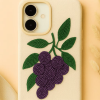 Étui de téléphone élégant et tendance, fait main, avec broderie de perles en forme de raisins, protection de luxe, pour filles