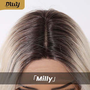 Milly-DWY 12 Inches Glueless Synthetic <b>Wig</b> for Women Short Blonde Bob with Transparent Lace Front Middle Part - Product Image 3