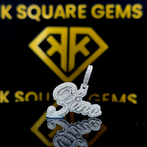 Colgante de Hip Hop con letras personalizadas, colgante de número de Hip Hop para hombre, colgante de moissanita, joyería de Hip Hop con salida de hielo - Product Image 2