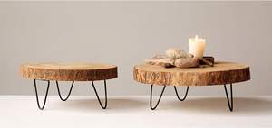 Piédestal en bois décoratif Paulownia Piédestal en bois naturel avec poignée, petit, marron, carré - Product Image 2