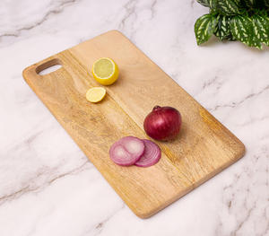Plateau de service en bois et marbre luxueux, forme de larme, design divisé, plateau à fromage et charcuterie avec poignée découpée, ustensiles de cuisine - Product Image 4