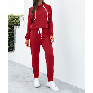 Ensemble de survêtements d'entraînement en coton polaire 2 pièces surdimensionné pour femmes, y compris sweat-shirt, pantalon de survêtement de salon - Product Image 5