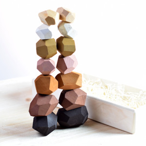 TUMI ishi ชุดสร้างสมดุลจากไม้หินสีรุ้งแบบเรียงซ้อนหินสีหินไม้ก้อนหินของเล่นตัวต่อสำหรับเด็ก - Product Image 3