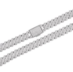 Collar Cubano de Moissanita Completamente Engastado en Oro Blanco, Todos los Tamaños Disponibles en Pulgadas, Colgantes y Dijes Finos - Product Image 3