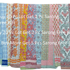 Pareo hecho a mano con estampado de bloques, venta al por mayor y diseño de fabricación, pareos, pareo, bikini para mujer, bufanda de algodón para cubrir el pecho - Product Image 2