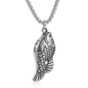 Yunnique Collier avec pendentif poisson en acier inoxydable pour homme, unique, punk, rétro, tendance 24084 - Product Image 5