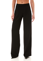 Pantalon de bureau décontracté mi-long pour femme en coton mélangé, taille élastique double, respirant et écologique