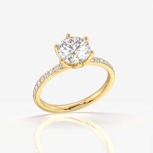 18K Gold <b>Ring</b> with Round Cut Lab Grown <b>Diamond</b> Pave Elegant <b>Diamond</b> <b>Rings</b> Collection - Product Image 2
