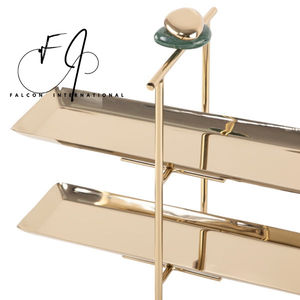 Bandeja de chocolate de diseño de forma rectangular de dos niveles de acero con acabado dorado Soporte de chocolate seguro y decorativo - Product Image 3