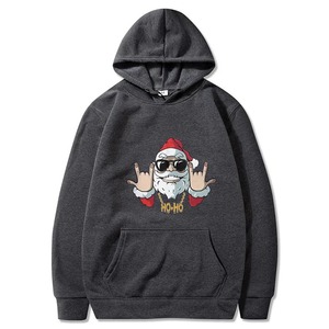 Sweat à capuche en polyester tricoté lourd de haute qualité surdimensionné avec imprimé Père Noël d'automne pour hommes ODM - Product Image 3