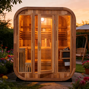 ห้องซาวน่าอบไอน้ำแบบดั้งเดิมกลางแจ้งสำหรับ 4-6 คน ทำจากไม้ซีดาร์แดง รูปทรงสี่เหลี่ยม - Product Image 3
