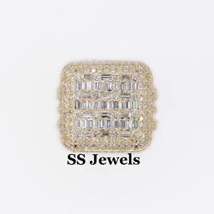 Anillo estilo Hip Hop para hombre chapado en oro de 10K Ajuste de canal personalizado VVS1 Moissanite Flower Cluster Iced Bustdown Style para - Product Image 2