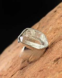 Bague en diamant Herkimer en argent sterling 925 rangée de diamants bruts Herkimer bague unisexe pierre précieuse de guérison bijoux bohème - Product Image 1