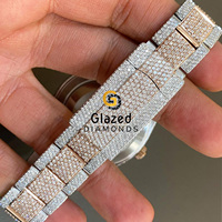 Montre mécanique élégante pour homme avec boîtier en acier inoxydable, verre analogique, fonction date, charme étincelant exclusif avec diamants de laboratoire de clarté VVS