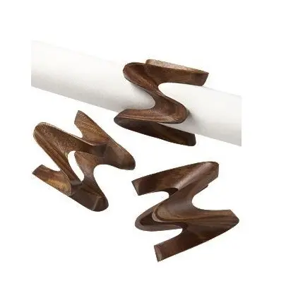 Anéis de guardanapo de madeira de acácia em forma clássica, prontos para uso, anéis de tecido baratos e reutilizáveis, para fornecimento de casamento, estoque alto