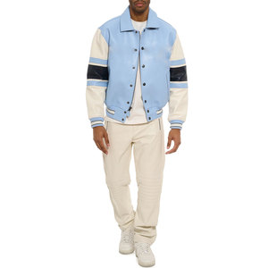 Chaquetas Varsity personalizadas para hombre, chaqueta informal con soporte XL, poliéster transpirable, manga de cuero para niños, bordado liso en blanco, Letterman Varsity - Product Image 6