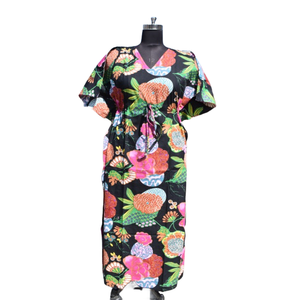 Caftan Robe de nuit en coton à imprimé floral pour femmes - Product Image 1