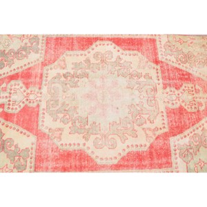 Turkish Vintage Area Rug 3.5x6.9 ft, <b>Red</b> Gray Animal Print <b>Wool</b> Rug - Product Image 5