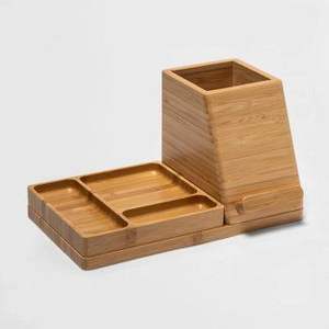 Porte-stylos carré moderne en bois naturel fait main avec une finition de qualité, écologique, vente en gros directe d'usine - Product Image 2