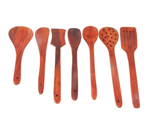 Utensilios de cocina de madera de primera calidad Blue Mirha India 3 Juego de utensilios de cocina de madera Cuchara hecha a mano hecha en la India - Product Image 5