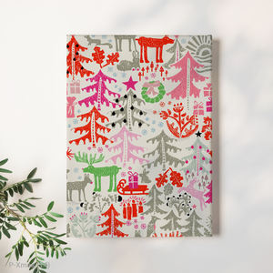 Décoration murale en toile moderne à motif de vacances rose et vert vibrant avec cadre en bois - Product Image 3