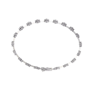 IGI Certified Floral Cluster Round Lab Grown Diamond Tennis <b>Bracelet</b> in <b>Solid</b> 925 Sterling <b>Silver</b> - Product Image 2