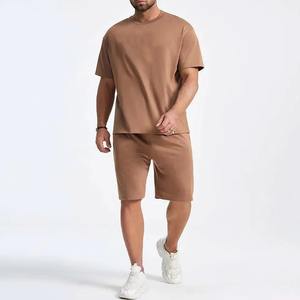 Summer <b>Mens</b> Clothing Two 2 Piece t <b>Shirt</b> and Track Shorts Set Cotton Custom Short Tracksuit Sweat Shorts Sportswear Set for <b>Men</b> - Product Image 1