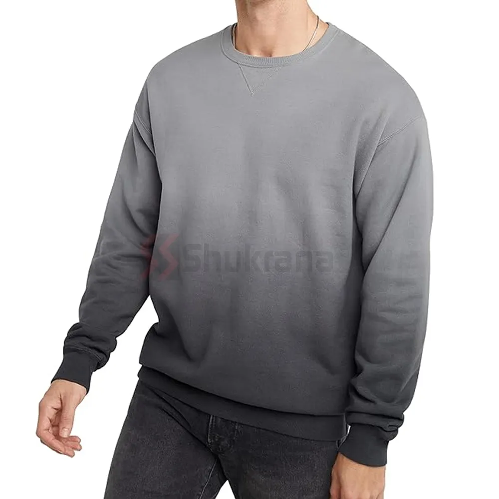 Sweatshirt kerah Crewneck celup garmen bulu domba untuk pria hangat nyaman & gaya bulu domba garmen berwarna pemasok jumlah besar