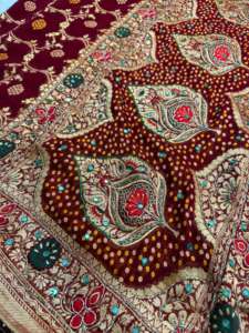 Nouvelle collection de sarees en soie Gaji originale Bandhani avec travail à la main Gota Pati, dernière nouveauté - Product Image 5