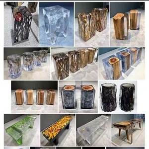 Decoraciones modernas de lujo de gama alta para sala de estar, taburete de tronco de árbol, mesa de té de madera, silla de resina epoxi - Product Image 2