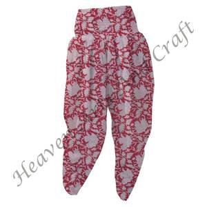 Pyjama en coton imprimé floral pour femmes indiennes bloc à la main pantalon Patiala d'été coupe confortable vente chaude dans les pantalons et pantalons pour femmes - Product Image 4