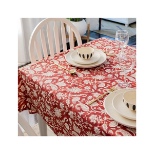 Floral Printed Cotton Linen Bio Degrabdable GOTS Certified Indian <b>Tablecloth</b> <b>Square</b> Pastoral Style With Tassels For Home Dining - Product Image 6