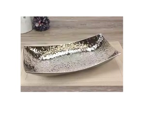 European Design Customized Size Stainless Steel Metal Border <b>Serving</b> Tray Embossed Handles Silver Plated for Chocolates Other - Product Image 4