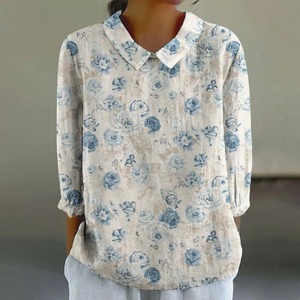 Blusa elegante para mujer Top 2024 primavera otoño traje a rayas en contraste cuello camisa de manga larga Oficina señora cárdigan blusas - Product Image 2