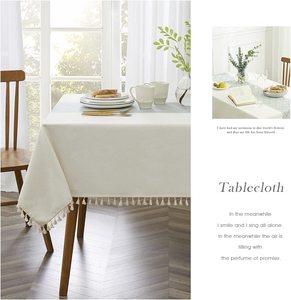 Nappe brodée pour table à manger, Nappes rectangulaires en coton lin résistantes à la poussière et à la saleté, OEM - Product Image 3