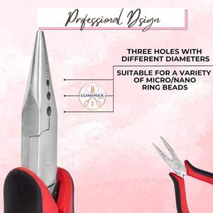 Nano Ring <b>Plier</b> with Grip-Stainless Steel Lightweight 3-Hole <b>Mini</b> Hair Extension <b>Pliers</b> for Beads - Product Image 4