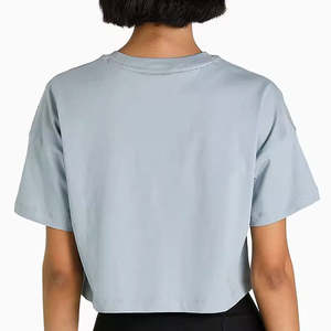 T-shirts à col rond, débardeurs à manches courtes en grande taille, hauts courts surdimensionnés élégants pour femmes, logo personnalisé, imprimé uni, 2026 - Product Image 3