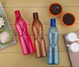 1000ml Plastic <b>Fridge</b> Water Bottle Multi Color Textured Round Screw Cap Transparent Kitchen Storage Bottle India Made - Product Image 5