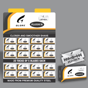 Cuchillas de afeitar de acero inoxidable de doble filo con revestimiento de platino 20 pliegues por 5 cuchillas 10000 cuchillas empaquetadas 100 cartones de tarjetas colgantes - Product Image 1