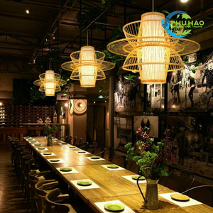 Découvrez la beauté intemporelle des lustres lanternes vietnamiennes en bambou et rotin pour Resort Ambiance Restaurant Home Decor Garden - Product Image 5