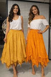 Falda Midi de Algodón Muselina para Mujer |   Tela Suave de Verano en Color Liso |   Ligero y Transpirable |   Cintura Elástica |   Estilo Elegante - Product Image 5