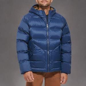 Manteau d'hiver léger à capuche pour hommes Veste matelassée isolée à col montant Fermeture à glissière complète pour les voyages en plein air - Product Image 1