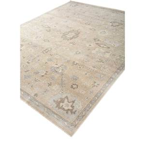 Tapis en laine noués à la main Erbe, beige et marron, motifs médaillon rectangulaires en puzzle, pour la maison - pour salon, couloir, entrée, chambre - Product Image 2