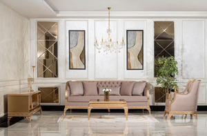 Antique French Style Solid Wood <b>Armchair</b> with Hand-Carved Ornate Gold Leaf Finish and Tufted Fabric Upholstery - Product Image 4