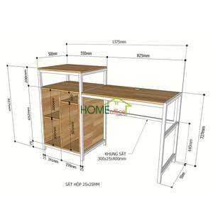 Support CPU KCPU68007 avec support d'imprimante, en bois de caoutchouc et structure en fer, doté d'une étagère intégrée - Product Image 5