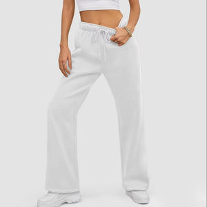 กางเกงวอร์มขาบานสำหรับผู้หญิงผ้าคอตตอนเนื้อนุ่มระบายอากาศได้ดีผ้าคอตตอน100% ขากว้างตรงราบสำหรับฤดูหนาว - Product Image 1