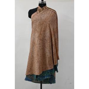 Designer Boho Hippie Réversible Vintage Soie Saree Femmes D'été Maxi Robe Long Cou Wrap Naturel Taille Réversible Wrap - Product Image 3